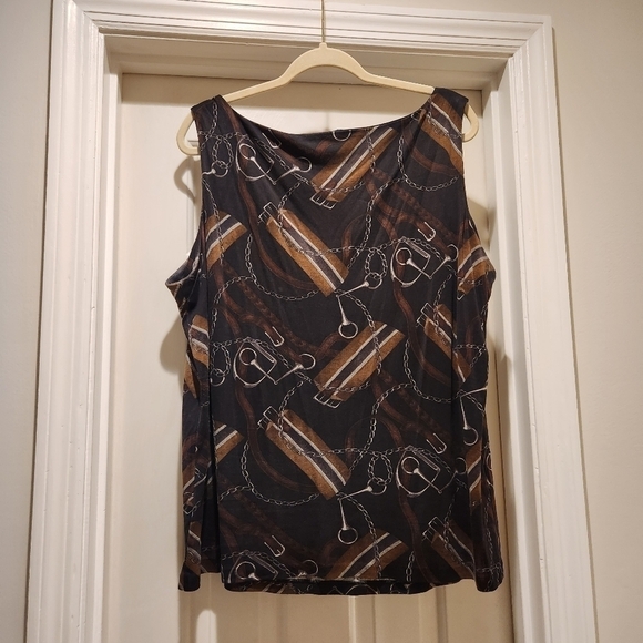 Lauren Ralph Lauren Y2K Equestrian Buckle Silk Wool blend boatneck sleevless top - Picture 7 of 8